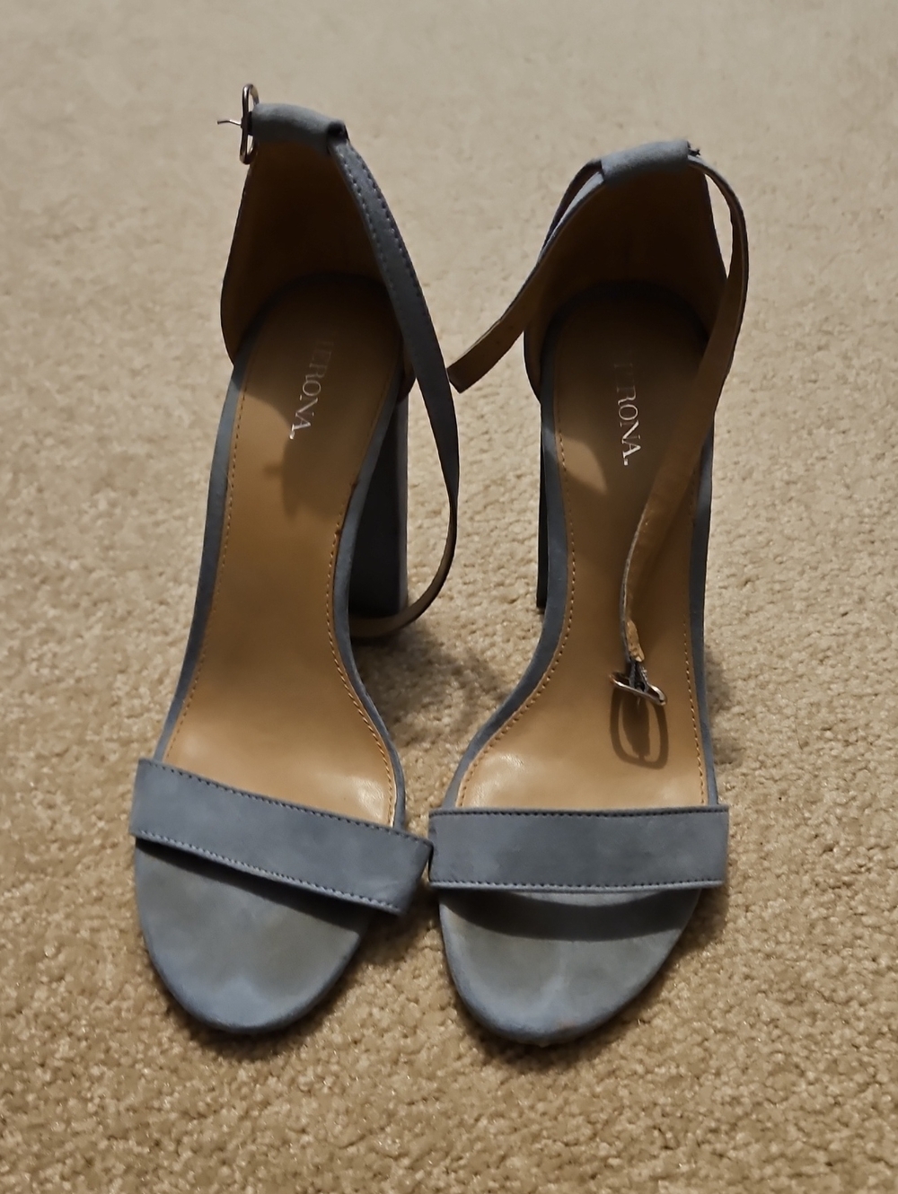 Women's Blue Suede Block Heel Sandals